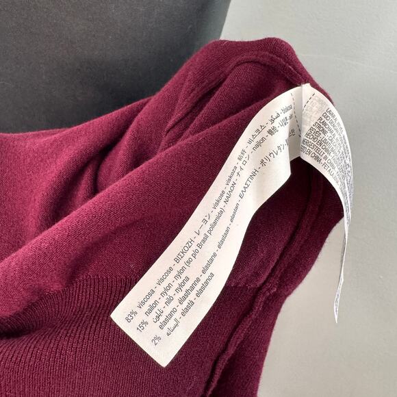 ZARA Burgundy Sweater Knit Studded Cuff Turtleneck Casual Pullover Size Small S - Picture 6 of 6